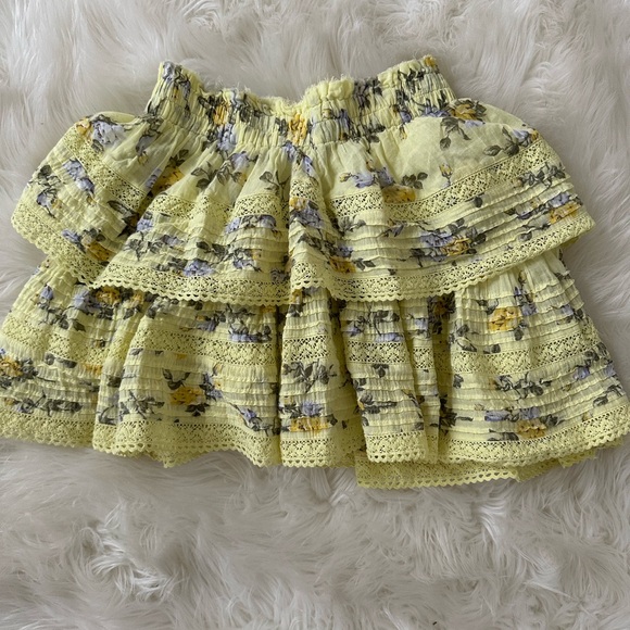 Aerie Rock ‘N’ Ruffle mini Skirt ditsy Floral Mist yellow cottage core Size S - Picture 4 of 6